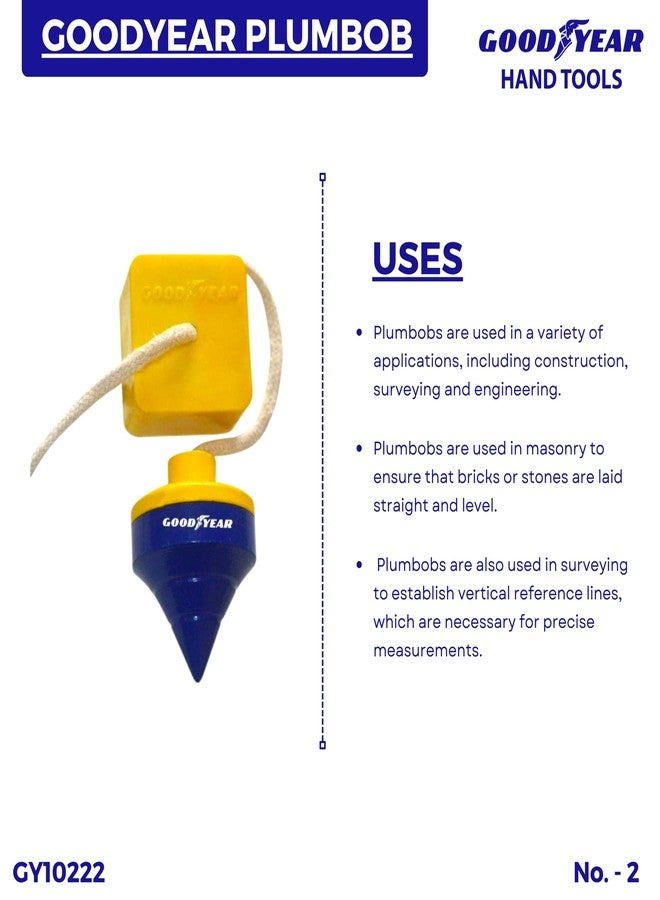 غوديير خيط ميزان جوديير، أداة خيط الميزان، خيط ميزان لأعمال البناء، مصنوع باستخدام الحاسوب، أزرق (رقم 2) - Image 5